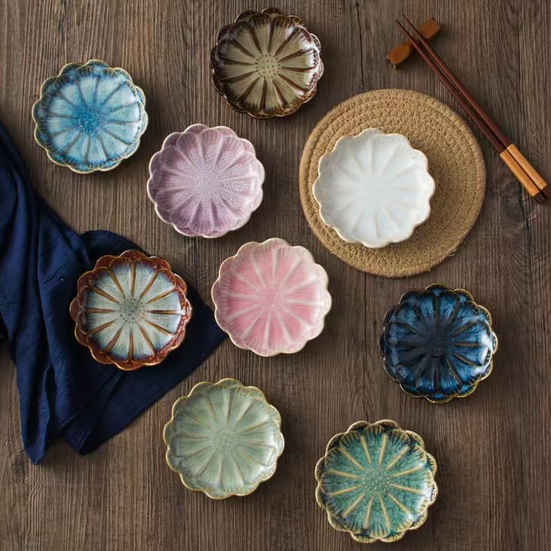 JAMEND CLXP Lotus Ring Holder Dish Small Indoor Ash Tray, Ceramic Dessert Plate Trinket Jewelry Holder Organizing Necklace Earrings for Parents Friends Sister, Blue. All Jewelries Are NOT Included. - color: Deep Blue-Round