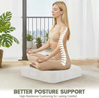 Floor Pillow for Adults, 4" Square Floor Cushions with Washable Cover, Large Corduroy Meditation Pillow, 24 inches Tatami Seat with Handle for Living Room or Yoga, Beige