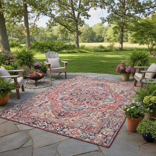 Burgundy Distressed Pattern Boho Washable Rug for Living Room Bedroom Diningroom Office Playroom Nursery Room Vintage Area Rugs 2x3 Soft Non Slip Kitchen Hallway Indoor Large Carpet - color: H, size: 2x3ft