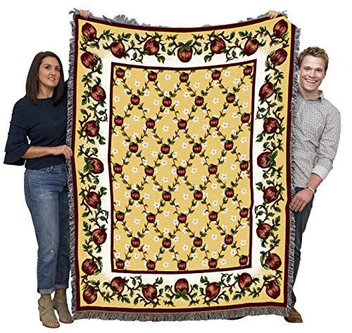 Pure Country Weavers Apple Season Blanket - Garden Floral Gift Tapestry Throw Woven from Cotton - Made in the USA (72x54) - color: Apple