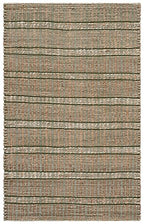 SAFAVIEH Natural Fiber Collection Accent Rug - 3' x 5', Green & Natural, Handmade Boho Stripe Farmhouse Rustic Jute & Cotton, Ideal for High Traffic Areas in Entryway, Living Room, Bedroom (NFB656Y) - color: Green/Natural, size: 3' x 5' (Rectangular)