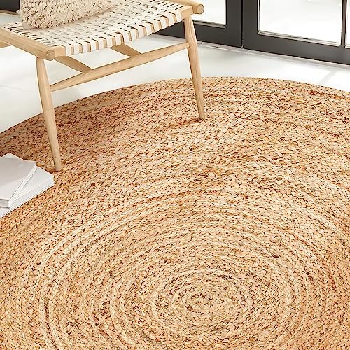 Savi Home Hand Woven Jute Braided Rug, 6' Round - Natural, Reversible Area Rugs for Living Room, Farmhouse, Kitchen, Handcrafted 6 Feet Round Area Rugs - Natural - color: Natural, size: 6' (Round)
