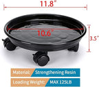 2Pcs Plant Caddy,Planter Pot Mover, Plant Pot Pallet Dolly Caster with Universal Wheels, Round Movable Planter Dolly Trolley Tray Pallet Outdoor Indoor Tree Flower Stand Planter (11.8 inch+2pcs+black)