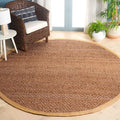 SAFAVIEH Natural Fiber Collection 5' Round Natural NF731A Handmade Farmhouse Fringe Premium Jute Area Rug - size: 5' (Round)