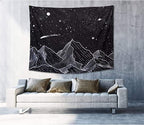 Zussun Black and White Tapestry Starry Night Mountain Tapestries for Bedroom Aesthetic Moon and Stars Tapastry's Wall Hanging Dark Nature Forest Wall Tapestry for Living Room Dorm (Dark, 48'' × 36'')