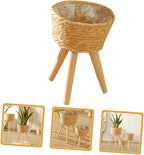 Wooden Woven Vines Plant Pot Stand for Living Room Decor Boho Style Garden Home