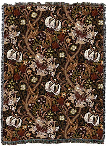 Pure Country Weavers William Morris Golden Lily Sienna Blanket XL - Arts & Crafts - Gift Tapestry Throw Woven from Cotton - Made in the USA (82x62) - color: Sienna, size: X-Large