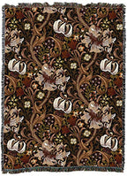Pure Country Weavers William Morris Golden Lily Sienna Blanket - Arts & Crafts - Gift Tapestry Throw Woven from Cotton - Made in the USA (72x54) - color: Sienna, size: Large