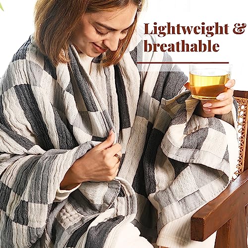 Folkulture Throw Blanket for Couch 50" x 60" |Cotton, Lightweight & Breathable Summer Blanket for Chair, Couch, Bed |Grey Comfort Throw Blankets for Living Room, Summer Must Haves, Graduation Gifts - color: Frost Gray