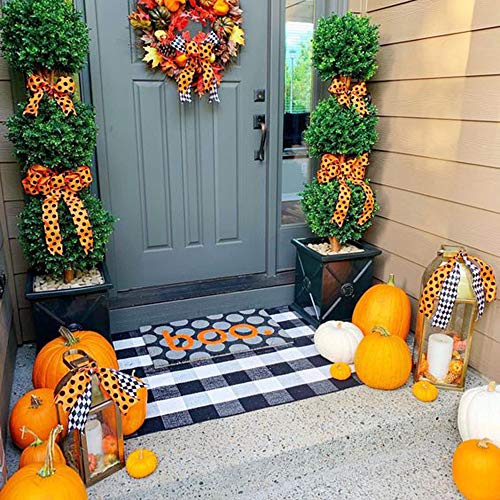 Buffalo Plaid Outdoor Rug, 3'x5' Black and White Check Indoor/Outdoor Area Rugs, Layering Rug for Hello/Welcome Door Mat, Washable Cotton Woven Farmhouse Mat for Christmas Front Porch Décor - color: Black and White Plaid, size: 3' x 5' (Rectangular)