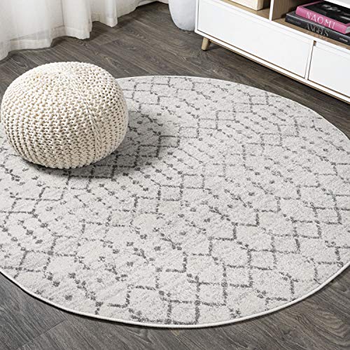 JONATHAN Y Boho Vintage Diamond Cream/Gray Round Area Rug 8 ft, Moroccan Hype for Living Room, Bedroom, Kitchen, Office, Easy-Cleaning, High Traffic, Pet-Friendly, Non-Shedding (MOH101B-8R) - color: Cream/Gray, size: 7'10" (Round)