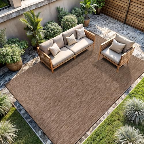 CAMILSON Outdoor Rug 8x10 Modern Area Rugs for Indoor and Outdoor Patios and Porches - Waterproof, Washable, Non-Shedding, Easy-to-Clean Outside Carpet (8 x 10, Solid - Jute) - color: Solid - Natural, size: 8' x 10' (Rectangular)