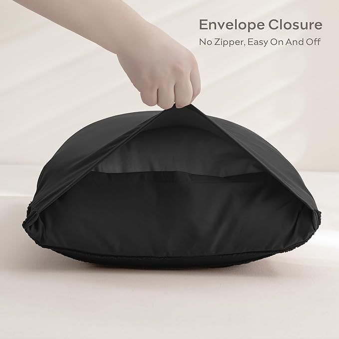 JELLYMONI Pillowcases King Size Black 2 Pack Boho Striped Bed Pillow Covers 20x36in Polyester Envelope Pillow Shams Tufted Bohemian Textured (Pillows are not Included)