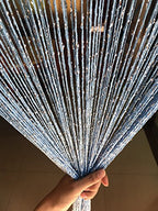 1x2 M Door String Curtain Rare Flat Thread Fringe Panel Room Divider Cute Strip Tassel for Wedding Coffee House Restaurant Parts - color: Sky Blue