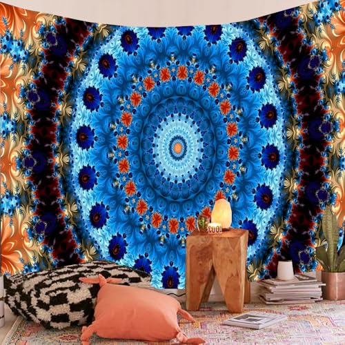 FENDROM Cool Colorful Mandal Tapestry Popular Handicrafts Indian hippie Bohemian Wall Hanging Aesthetic Floral Mandala Wall Art For College Bedroom Living Room Dorm Beach Throws Table Cloth - color: Y08, size: 90"L x 70"W