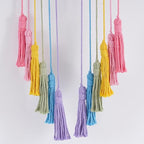 Rainbow Macrame Wall Hanging - Hand-Woven Cotton Tassel Tapestry Decor for Baby Room, Nursery, and Home Decor (Pink Rainbow)