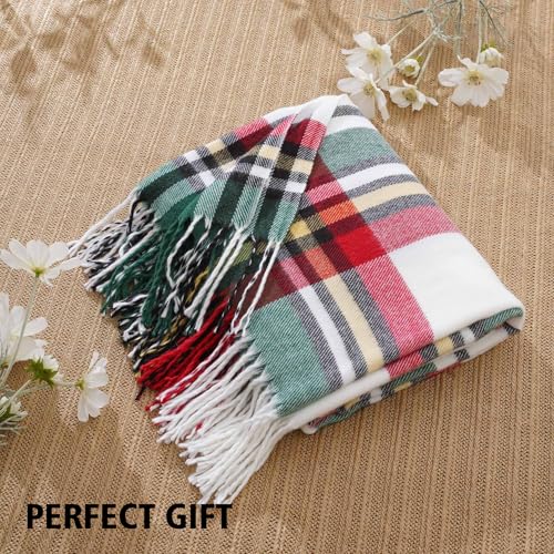 BATTILO HOME Christmas Green Plaid Throw Blanket for Couch Bed, Decorative Red Green Blanket Throw, Buffalo Checkered Plaid Blankets and Throws Farmhouse Style for Home Christmas Decor 50"x60" - color: Red Green Plaid