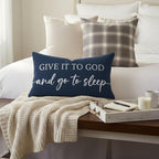 Decorative Throw Pillow Covers 12x20 Inch Set of 2 – Blue Christian Lumbar Pillowcase – Give It to God and Go to Sleep/Relax God’s Got This – Faith Bedroom Bed Decor