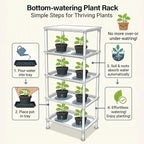 5-Tier Seed Starter Trays Plant Stand, with Bottom-Watering Design–Shelf for Indoor Outdoor Seedling Sprouting Greenhouse, Space-Saving for Small Cell Trays & Nursery Pots, White