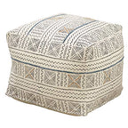 White African Mud Cloth Inspired Pouf, Floor Ottoman Seating, Footrest, Stuffed Comfy Chair, Floor Cushion Accent, 20" X 20" X 14" (1 Piece), 100% Cotton - size: Pouf Ottoman