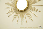 MAIKAILUN Sunburst Mirror, 24" Boho Mirror, Gold Sun Decorative Mirrors for Wall Decor, Small Mid Century Modern Small Living Room