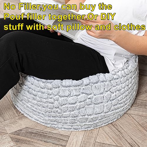 Asuprui Pouf Ottoman Unstuffed Floor Poof Seat Pouf Ottoman Foot Rest Soft Foot Stool 20x20x12 Inches Fuzzy Chair Floor Chair Foot Rest with Storage for Living Room Bedroom Snow Gray - color: Snow Gray