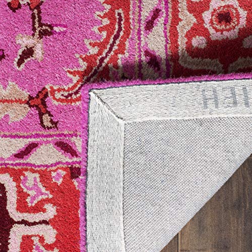 SAFAVIEH Bellagio Collection 2' x 3' Red / Pink BLG545B Handmade Medallion Premium Wool Accent Rug - color: Red/Pink, size: 2' x 3' (Rectangular)