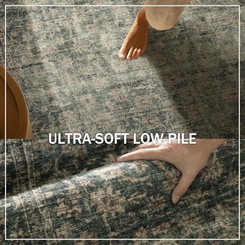 Washable Kitchen Rug Runners for Hallways: 2'x6' Entryway Rug with Non Slip Backing Low Pile Soft Indoor Floor Carpet Runner for Hallways Kitchen Laundry Room Bathroom Bedroom - color: Dark Green, size: 2' x 6' (Rectangular)