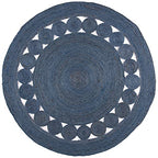 SAFAVIEH Area Rug 6' Round - Natural Fiber Collection - Navy, Handmade Jute, Boho Farmhouse Braided Design (NF364N) - color: Navy, size: 6' (Round)