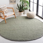 SAFAVIEH Natural Fiber Collection 5' Round Green / Grey NF730B Handmade Farmhouse Premium Jute Area Rug - color: Green/Grey, size: 5' (Round)