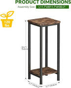 Homeiju Plant Stand Indoor, 2 Tier Wood Corner Plant Stand, Modern Square Plant Shelf Flower Stand for Living Room Patio Balcony Garden, Rustic Brown