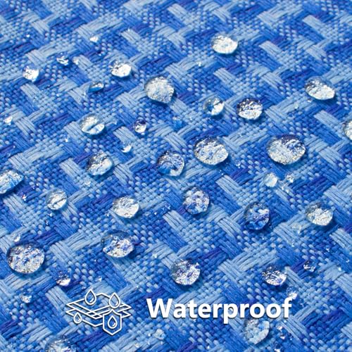 Kevin Textile Outdoor Waterproof Throw Pillow Covers Pack of 2 Weaving Texture Water Resistant Outside Decorative Cushion Covers for Garden Patio Tent Balcony Bench Couch Sofa 16x16 Inch, Blue - color: Blue, size: 16" x 16" (Pack of 2)
