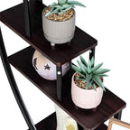 GDLF5 Tier Metal Plant Stand Creative Half Moon Shape Ladder Flower Pot Stand Rack for Home Patio Lawn Garden Balcony Holder Black (1 Pack)