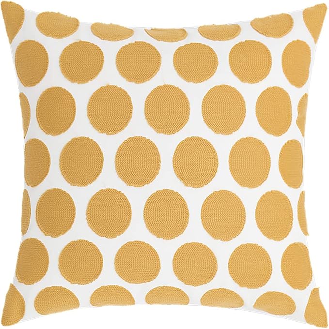 vctops Embroidery Cotton Decorative Throw Pillow Cover Boho Geometric Pattern Cushion Cover for Couch Sofa Bed (Yellow C,18"x18")