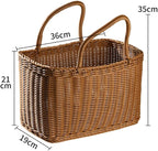 Alipis African Market Basket Oval Woven Straw Basket with Handle Ghana Plant Pot Grocery Bag Beach Tote Shopping Bag Flower Picnic for Toy Storage