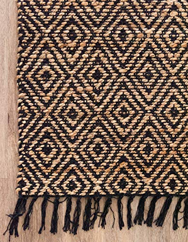 Unique Loom Braided Jute Collection Area Rug - Assam (3' 3" x 5' 1" Rectangle, Black/ Natural) - color: Black/Natural, size: 3'3" x 5'1" (Rectangular)