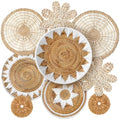 Xuhal 8 Pcs Boho Wall Basket Decor Decorative Bulrush Woven Basket Wall Decor Rustic Farmhouse Hanging Baskets for Kitchen Rustic Home Summer Decorations - style: Flower