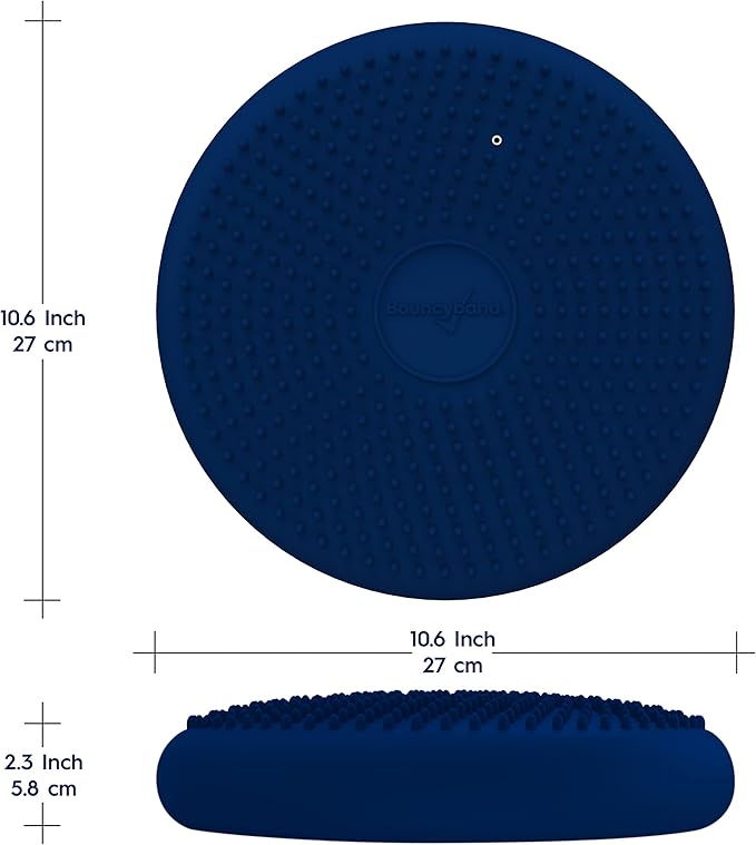 BouncyBand Wiggle Seat, Blue, 10-Pack – Small 10.75” D x 2.5” H Wobble Cushion for Kids Aged 3-7 – Sensory Tool Promotes Active Learning & Improves Productivity – Includes Pump for Easy-Inflation