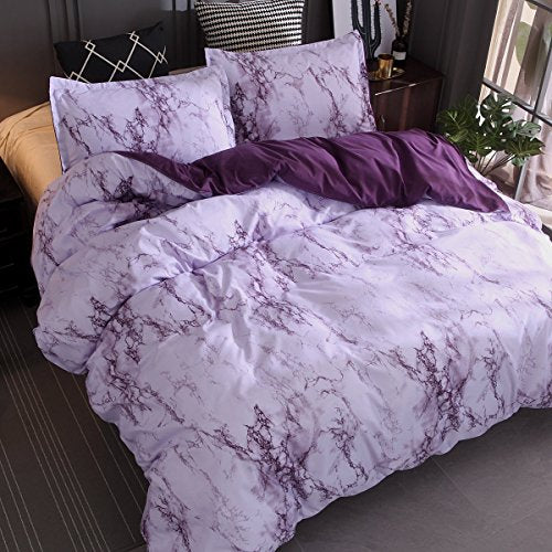 Feelyou Queen Bedding Duvet Cover Set Grape Reversible Marble Luxury Microfiber Lightweight Down Comforter Quilt Cover with Zipper Closure Best Organic 3PCS - color: Multi 45, size: Queen