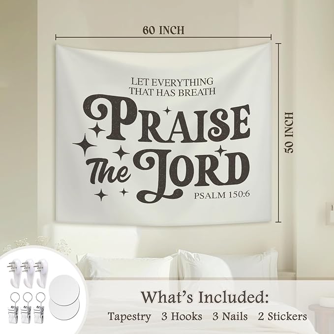 STHTTSW Vintage Christian Bible Wall Tapestry, Christian Wall Art Home Decor, Inspirational Wall Decor Tapestry for Bedroom, Living Room Dining Room Office, Gift for Women, 50x60 Inch