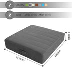 MeMoreCool Square Floor Pillow for Adults and Kids, Large Meditation Cushion with Thick Foam and Washable Tufted Cover, 24-Inch Grey Seat for Sitting and Yoga