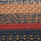 VHC Brands Stratton Primitive Jute Blue Striped Accent Rug Oval Decor w/Floor Pad 36"x60" - size: 36x60