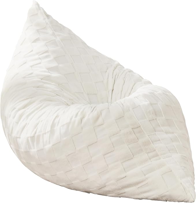 Hobestluk 3 in 1 Bean Bag Chair Giant Bean Bag Chairs for Adults with Plaid Cover Convertible Bean Bag Floor Cushion with Machine Washable Cover for Living Room (Plaid White)