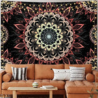 Uspring Mandala Tapestry - Bohemian Floral Aesthetic Hippie Boho Wall Hanging Decor for Bedroom, Living Room, Dorm (51.2 x 59.1 inches)