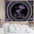 SCECALA Purple Mushroom Mural Boho Mandala Black and White Stars Wall Art 80x60 Inches for Bedroom Living Room Teen Party - color: Purple, size: 60"L x 80"W