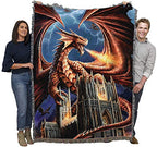 Pure Country Weavers Dragon Fury Woven Blanket by Anne Stokes - Fantasy Gift Cotton Tapestry Throw - Made in The USA - 72" x 54" - color: Fury, size: 72" x 54"
