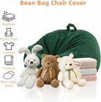 Stuffed Animal Storage Bean Bag Cover (No Filler), Corduroy Kids & Toddler Bean Bag Chair for Teens & Adults, Toy Storage Organizer, Comfy Sofa for Playroom (Dollar Green, Kids (Cover Only）)