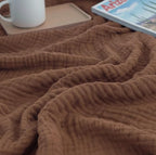KyraHome 100% Organic Cotton Throw Blankets for Couch, 50" x60“, Pre-Washed Breathable Lightweight Gauze Muslin Blankets for Adults, Kid, All-Season, Brown