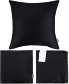 Thmyo 4-Pack 100% Cotton Comfortable Solid Decorative Throw Pillow Case Square Cushion Cover Pillowcase Sublimation Blank Pillow Covers Christmas DIY Throw Pillowcase for Sofa(20x20inch/50x50cm,Black)
