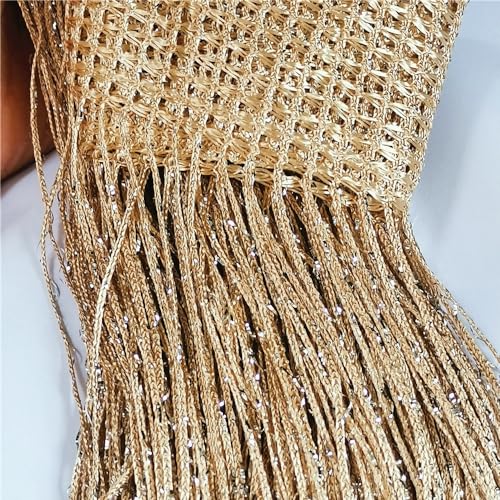 ave split Decorative Door String Curtain Wall Panel Fringe Window Room Divider Blind Divider Tassel Screen Home 100x200centimeter (Champagne18) - color: Champagne